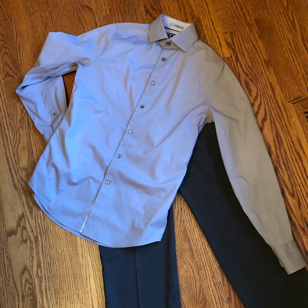 Express 1MX Limited Series Gray Dress Shirt